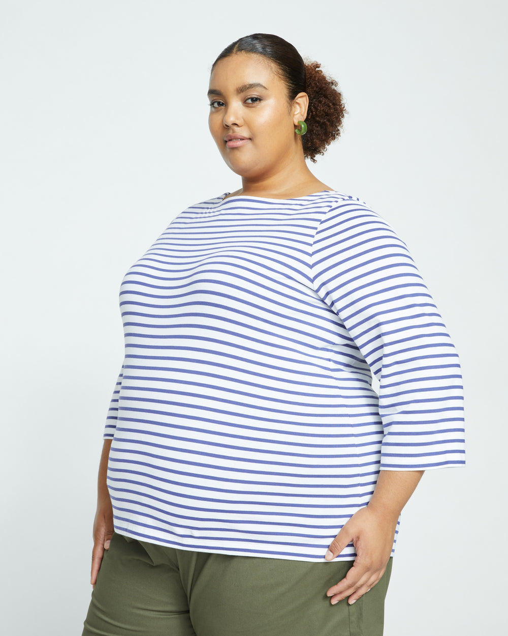 Belle Breton Stripe Jersey Tee - White/Classic Navy Stripe