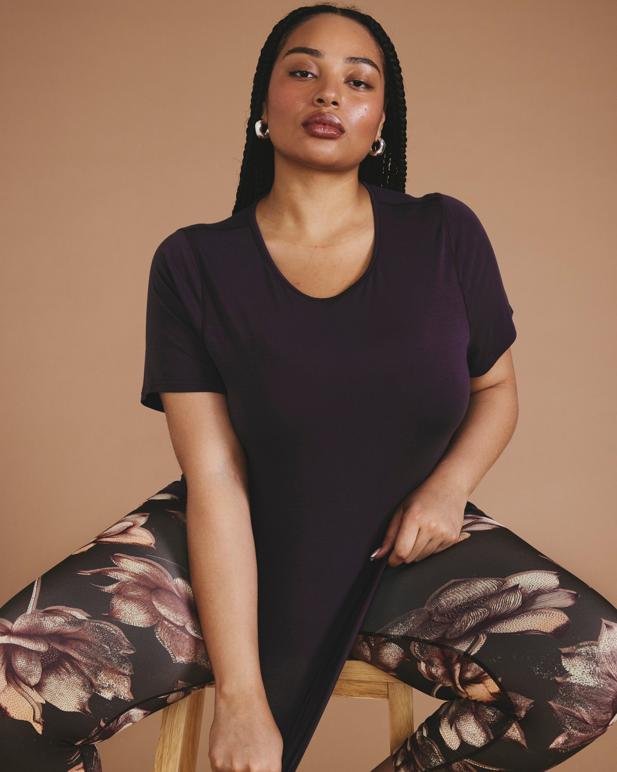 Woman wearing Mia Movement Tee - Purple Jewel from Universal Standard