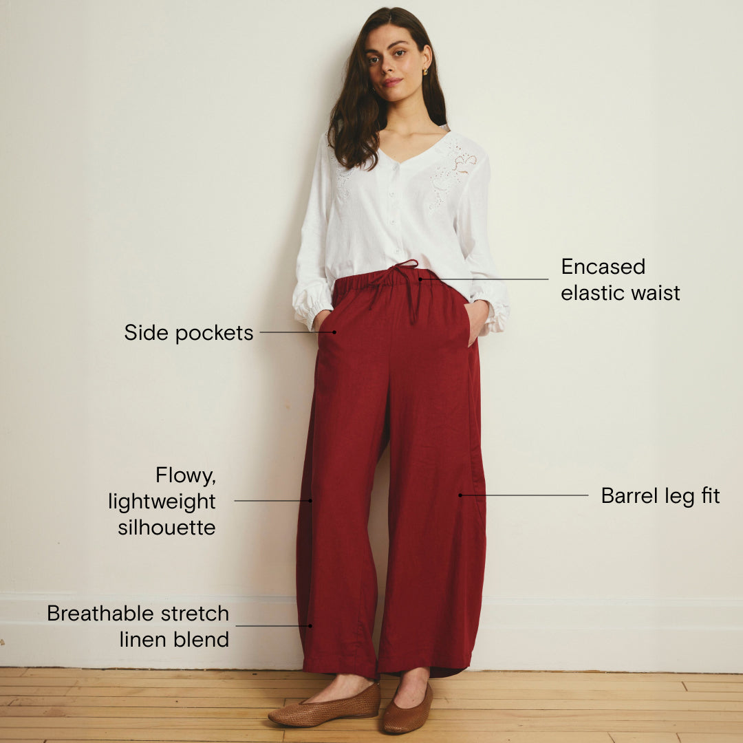 Cosma Barrel Leg Linen Blend Pants - Vibrant Red – Universal Standard