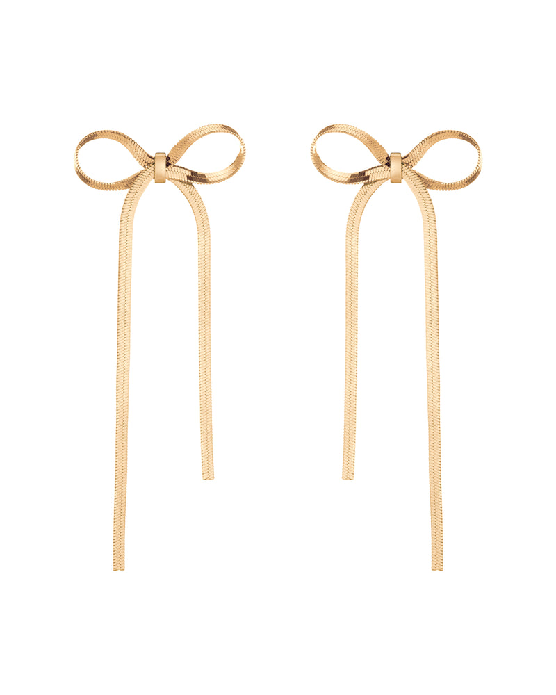 Aurate Herringbone Bow Earrings