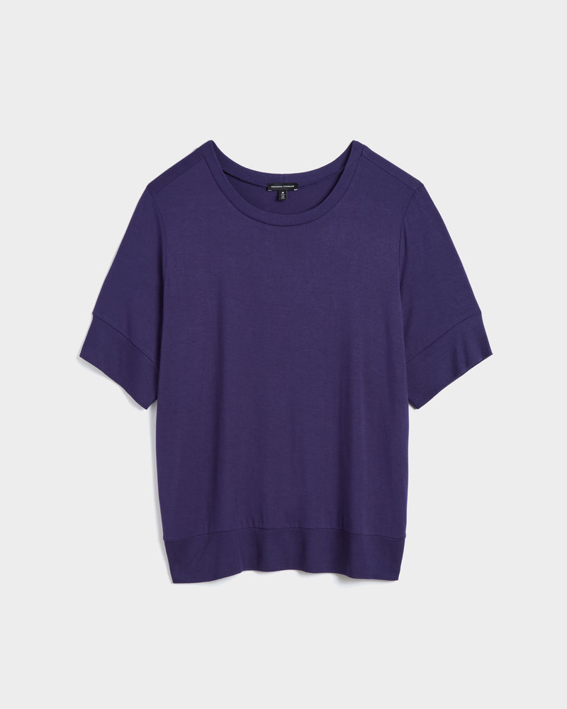 Aimee Liquid Jersey Rib Hem Tee - Cosmic Purple