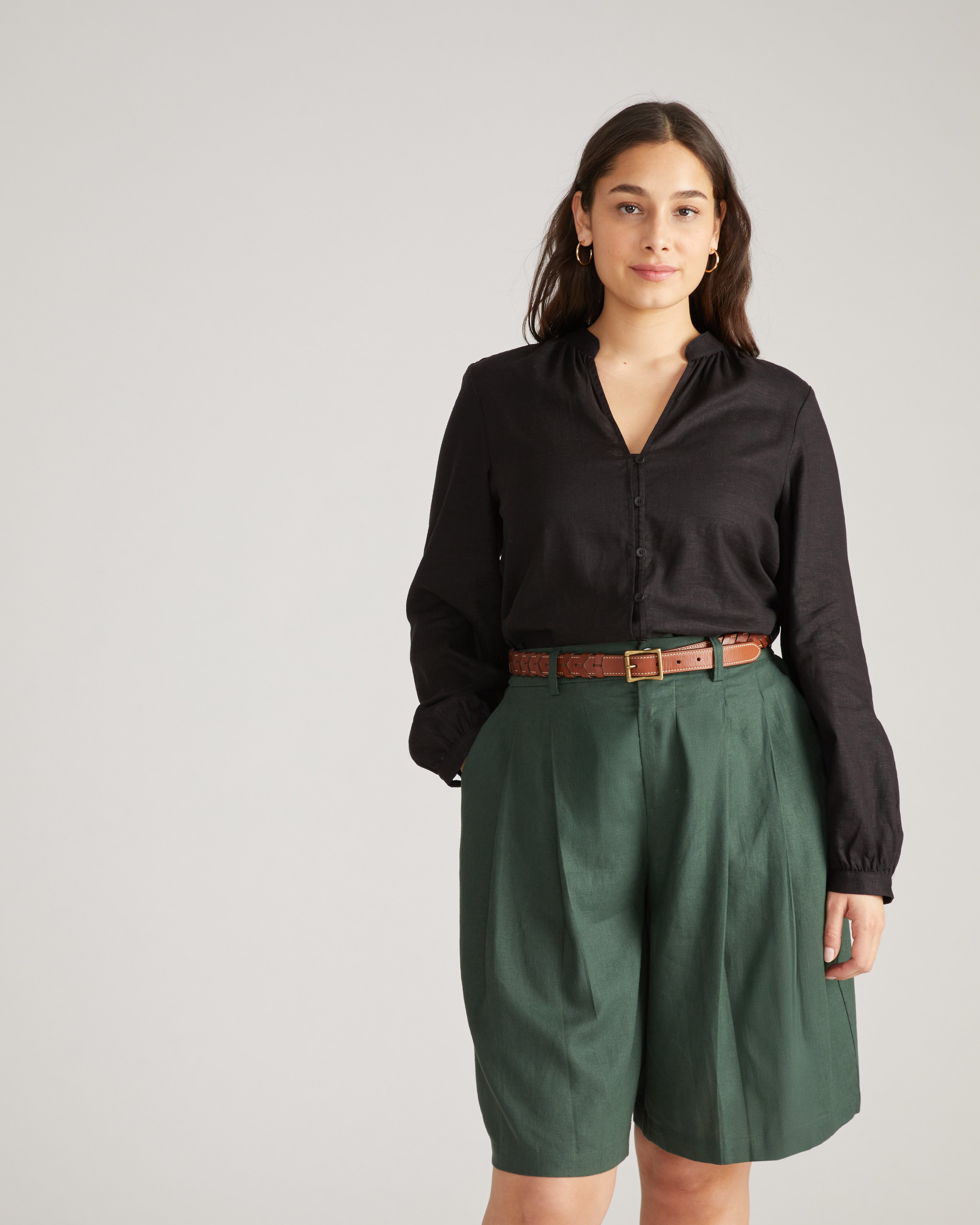 Avalon Linen Blend Blouse - Black – Universal Standard