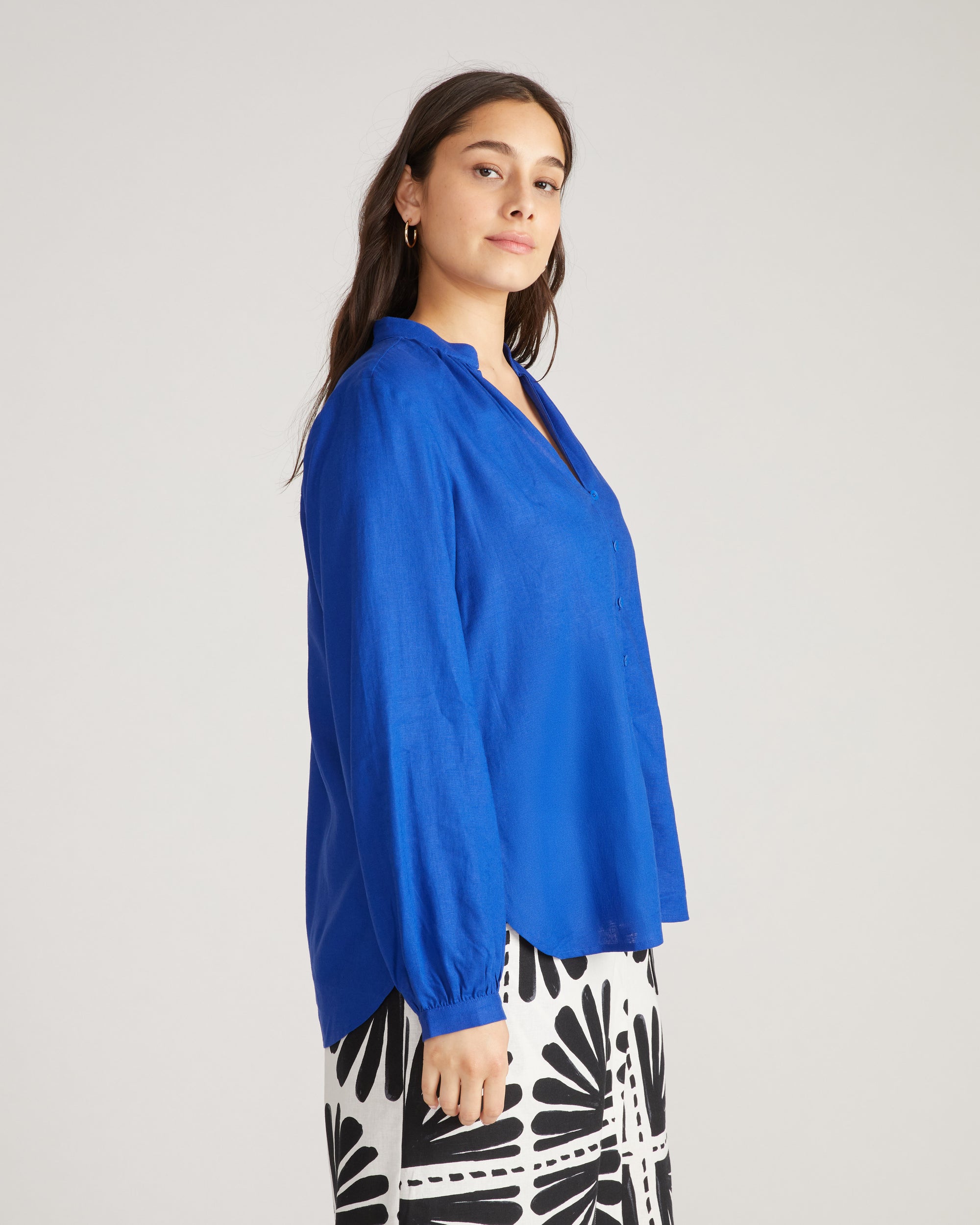Avalon Linen Top - Ultramarine