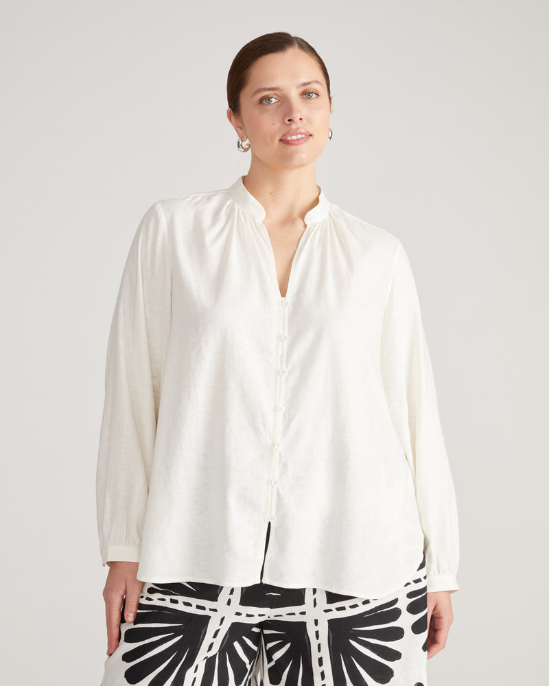 Avalon Linen Top - White