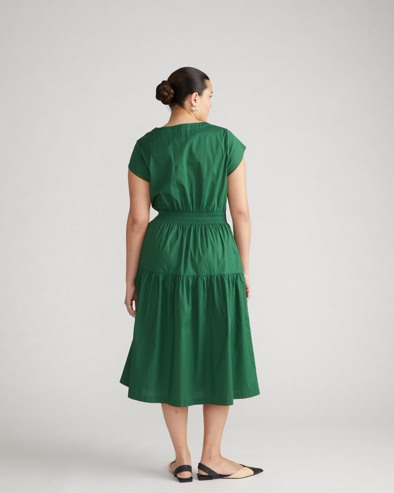 Ambroeus Smocked Poplin Dress - Kelly Green