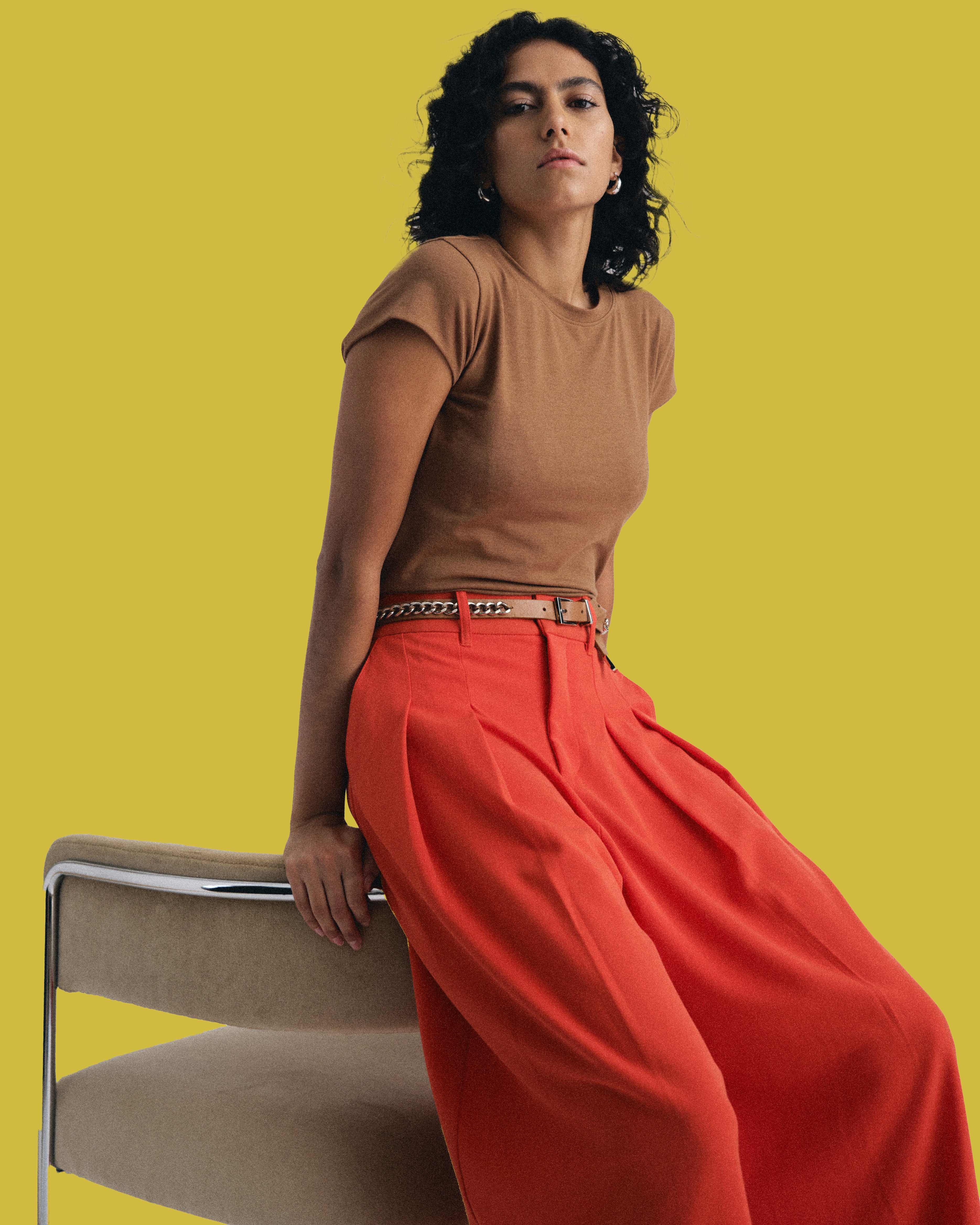 Ashley Cap Sleeve Tee - Classic Camel