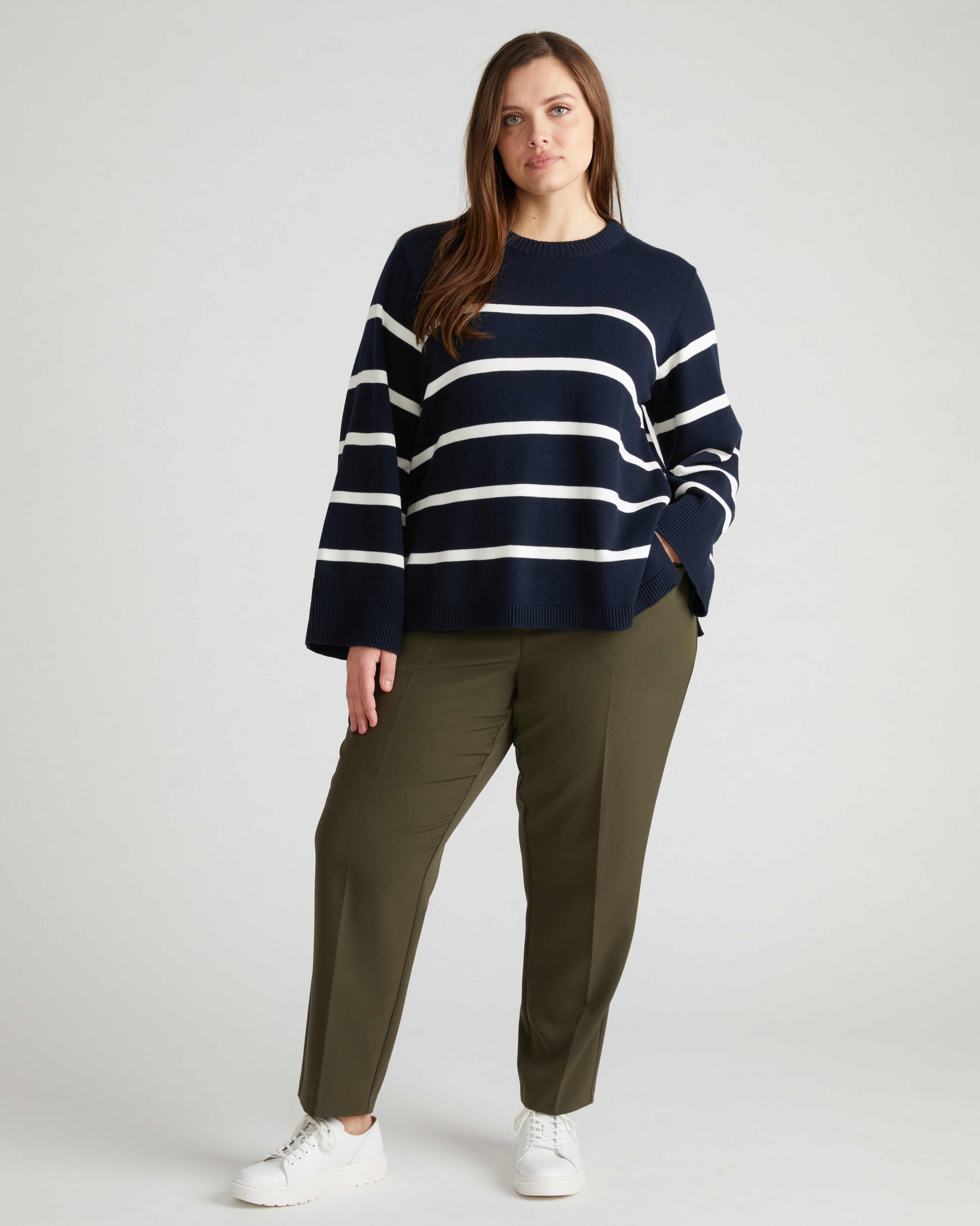 Bardot Wide Sleeve Cotton Sweater - Navy/White – Universal Standard
