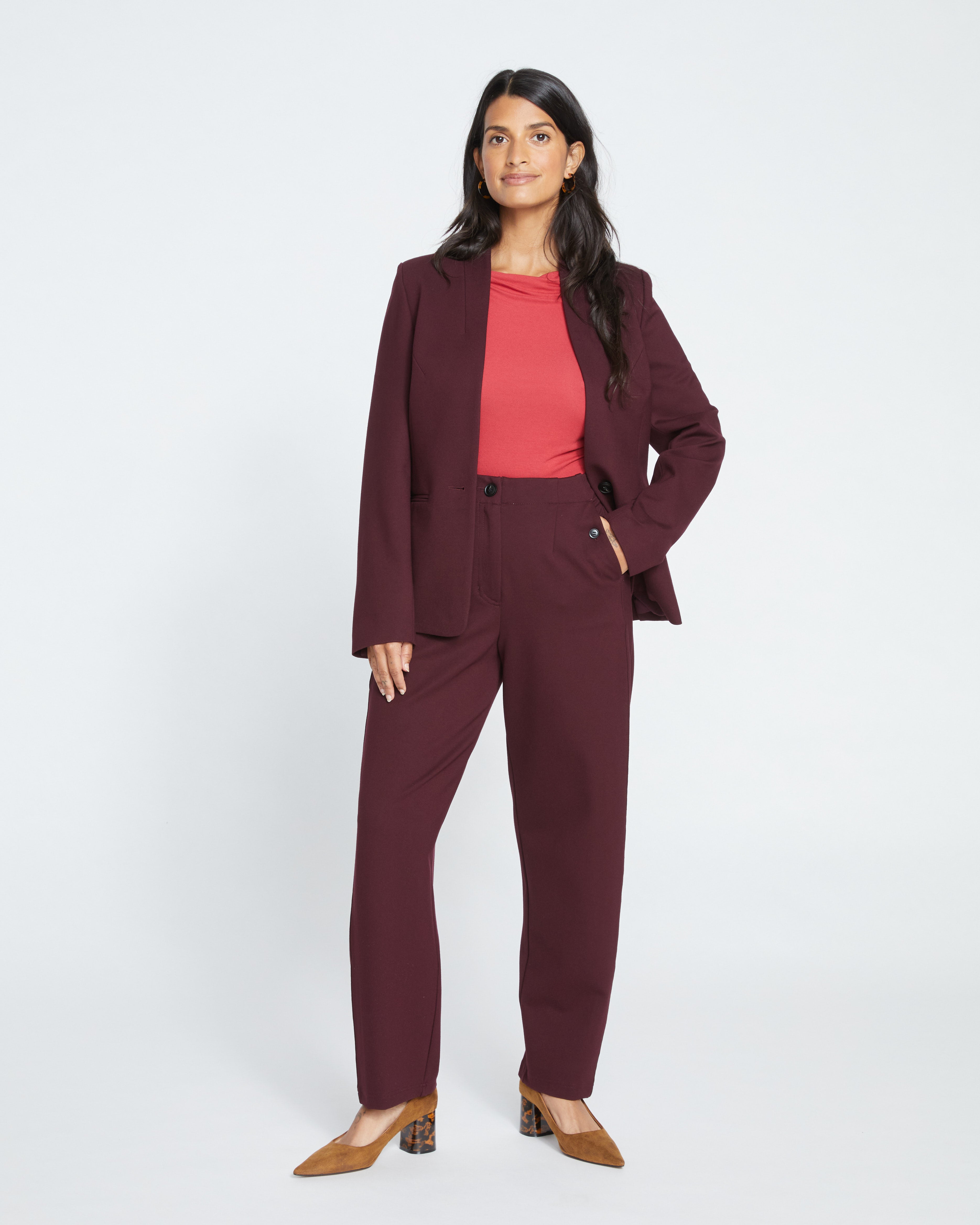 Audrey Tailored Ponte Pants - Black Cherry – Universal Standard