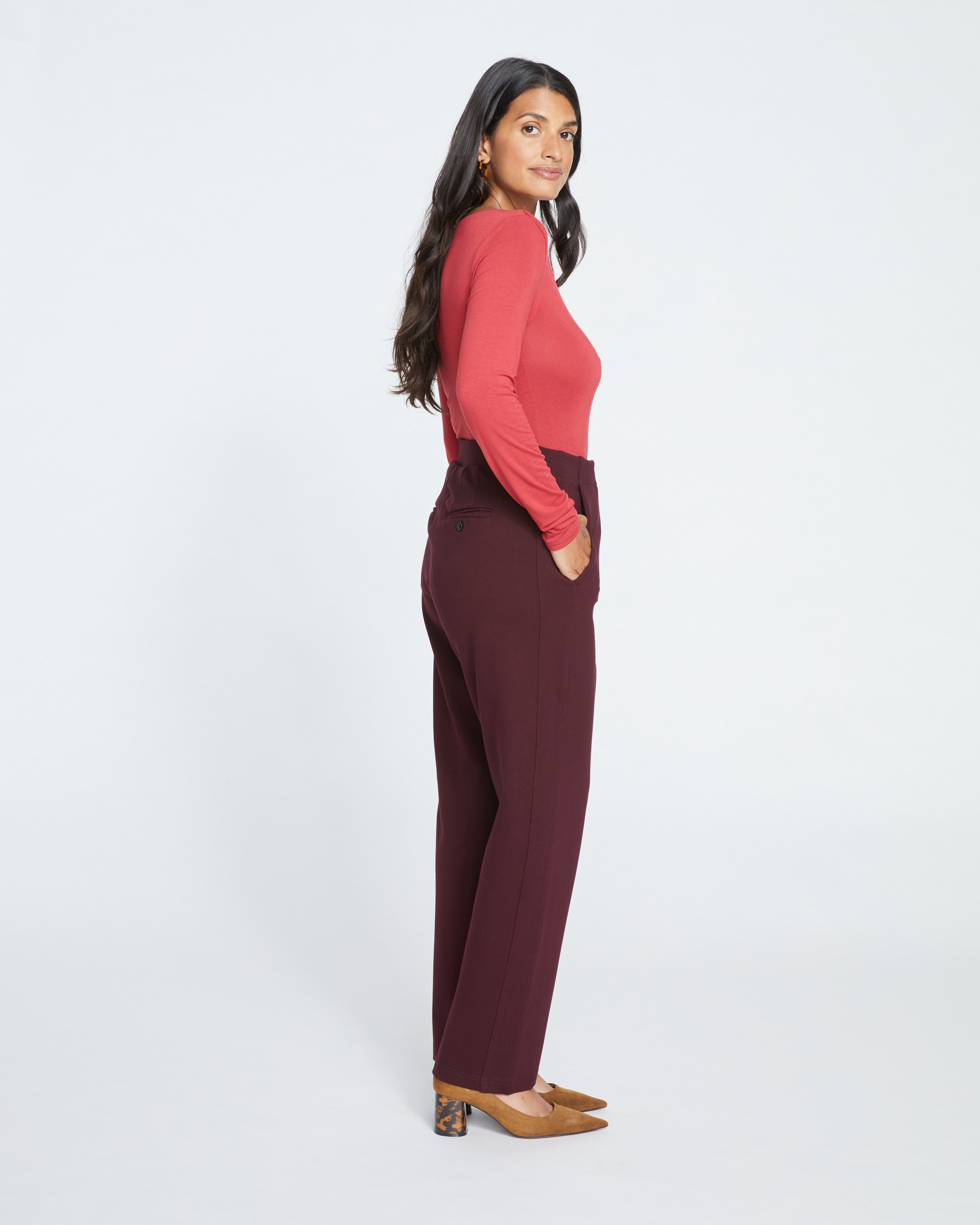 Audrey Tailored Ponte Pants - Black Cherry – Universal Standard