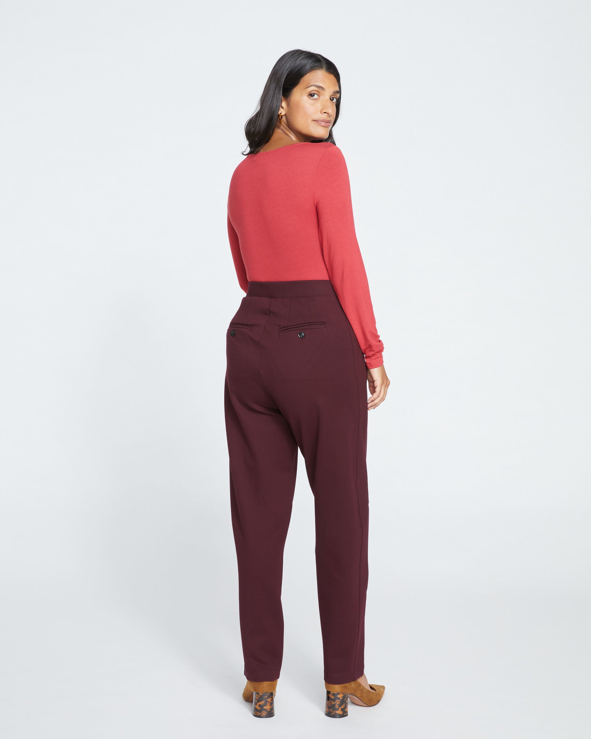 cigarette ponte pants - black cherry product info and reviews Universal Standard High Waist Stretch In Meet your new favorite work pants Long Cigarette Ponte Pants -