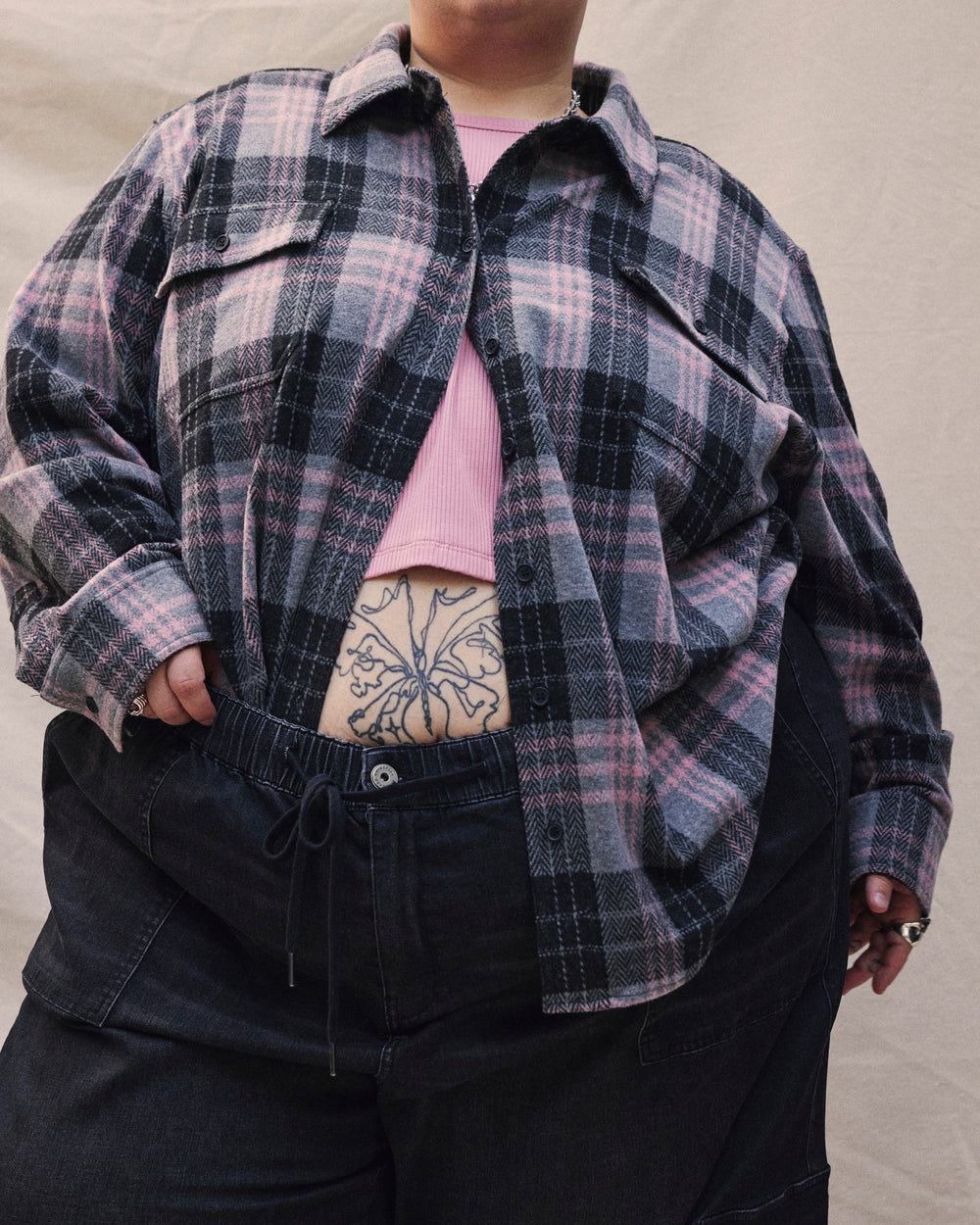 Jordan x US Millennial Stretch Flannel Shirt - Lavender Plaid