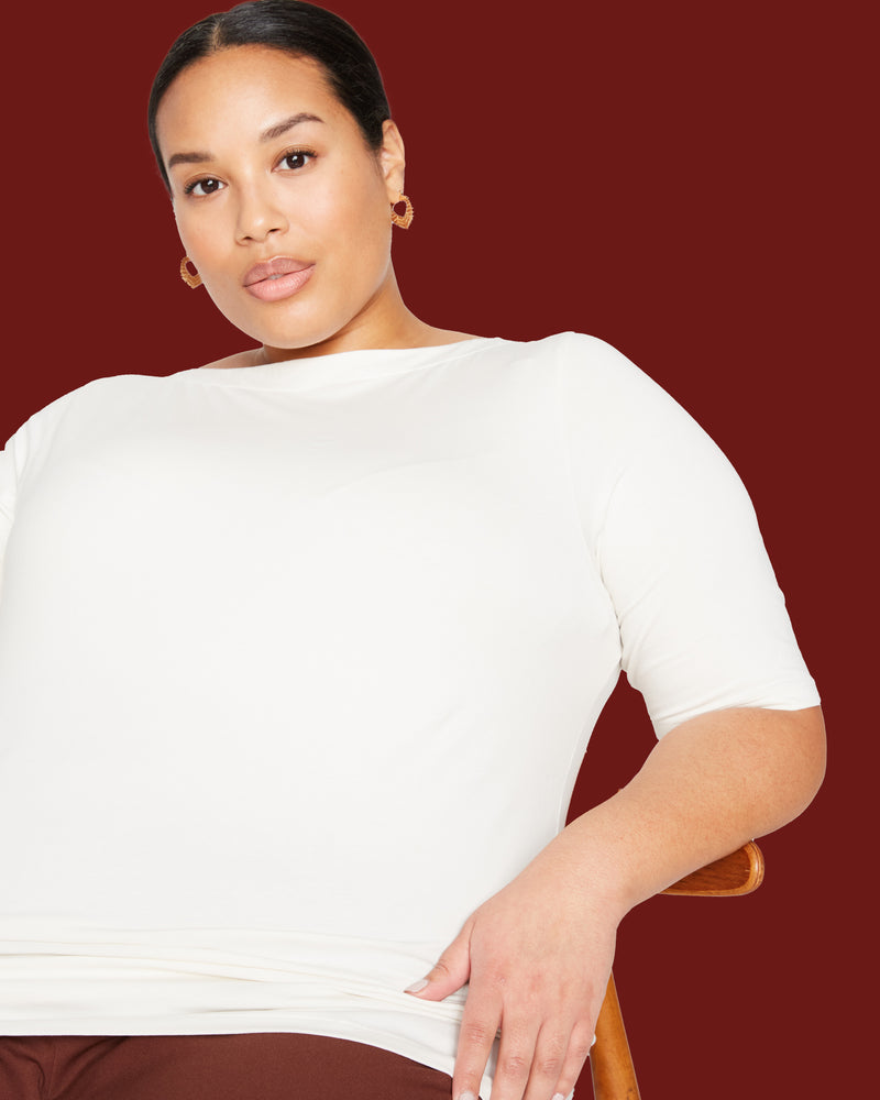 Bella Boatneck Tee - White