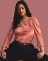 Belle Breton Stripe Jersey Tee - Coral Reef/White Stripe