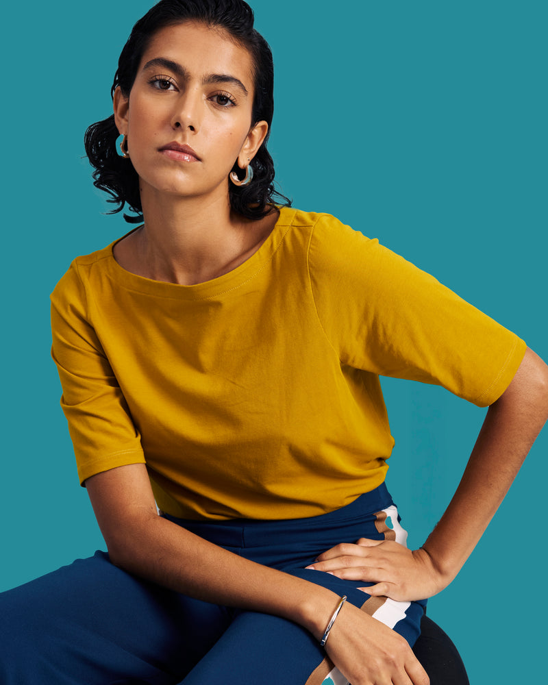 Bella Boatneck Tee - Mustard