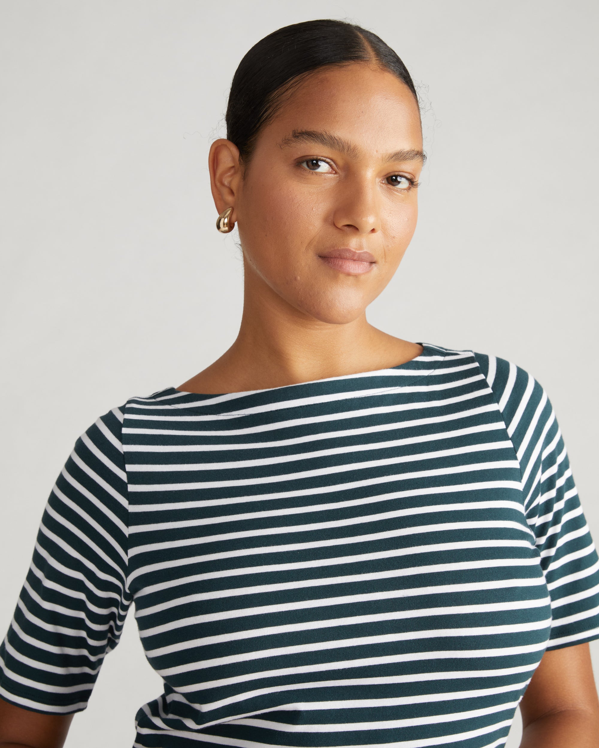 Belle Breton Stripe Jersey Dress - Deep Sea/White Stripe | Plus Size & Straight Size Women's Fashion | Universal Standard