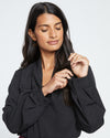 Better-Than-Silk Long Sleeve V-Neck Top - Black