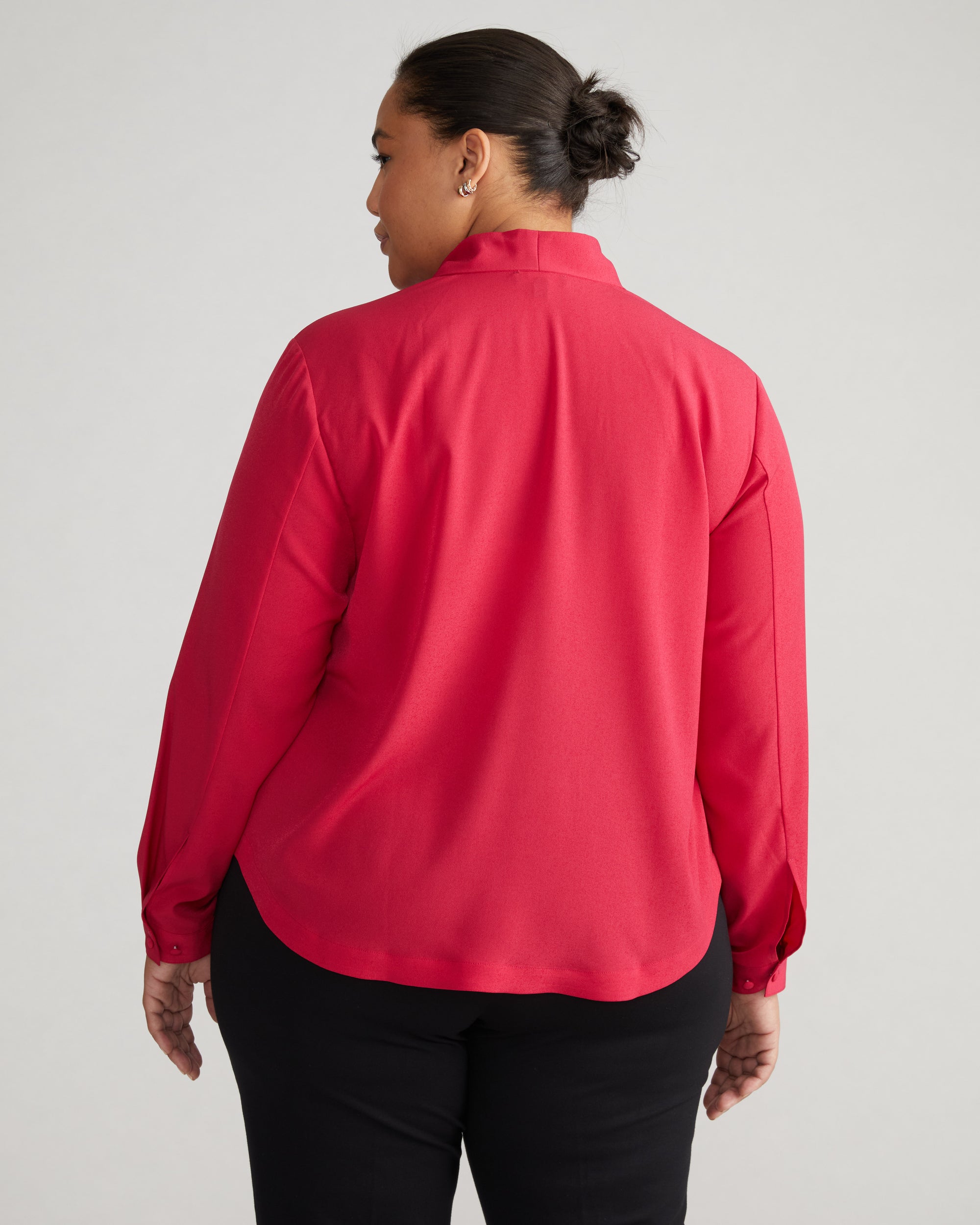 Better-Than-Silk Long Sleeve V-Neck Top - Cerise