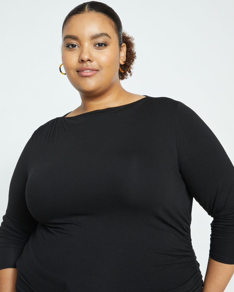 Louise Long Sleeve Liquid Jersey Top - Black