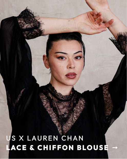 lauren chan x us lace and chiffon blouse ->