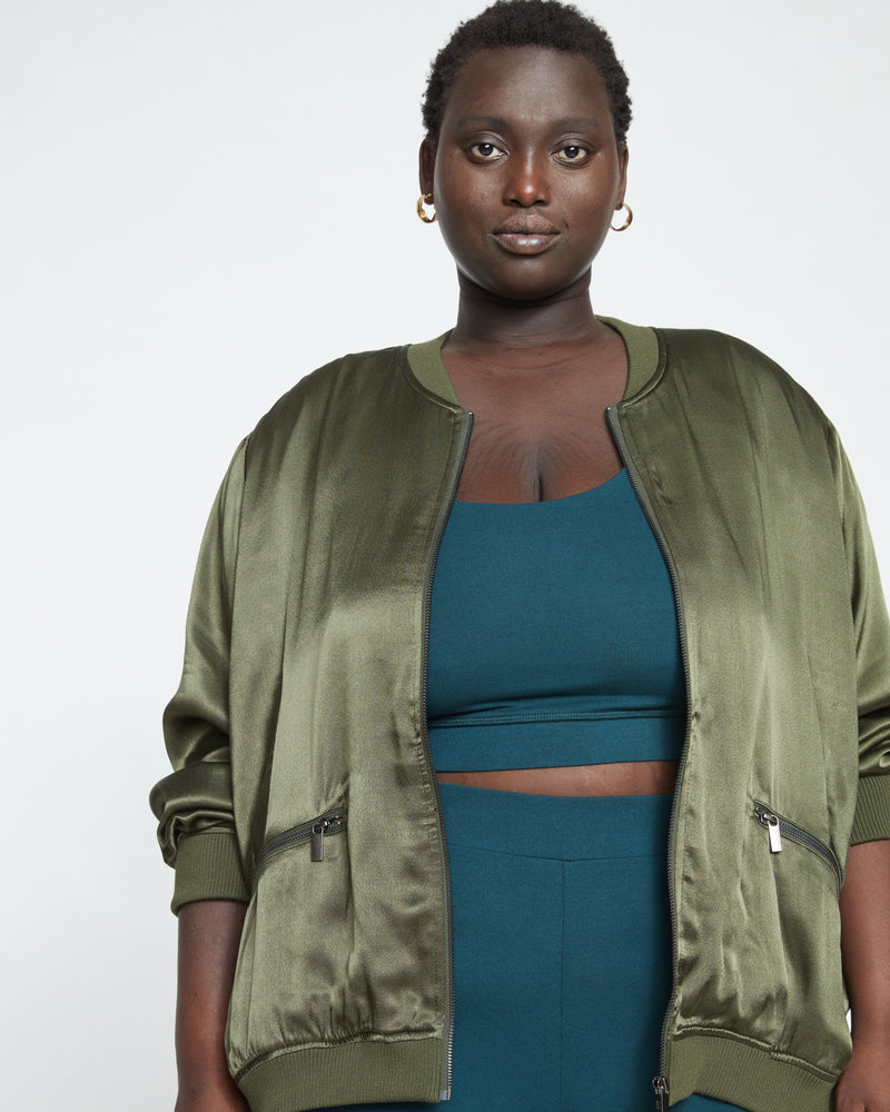 Satin Bomber Jacket - Nori