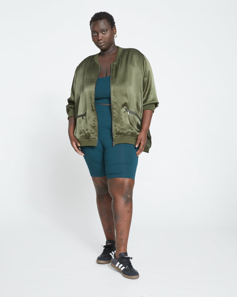 Satin Bomber Jacket - Nori