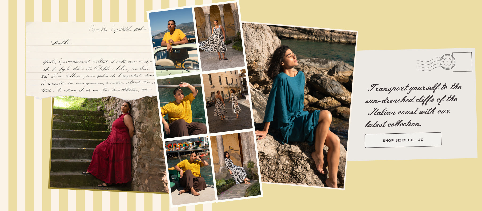shop our latest collection and transport yourself to the sun-drenched cliffs of the Italian coast Shop sizes 00 - 40