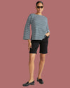 Montauk Breton Stripe Bell Sleeve Top - Deep Sea/White Stripe