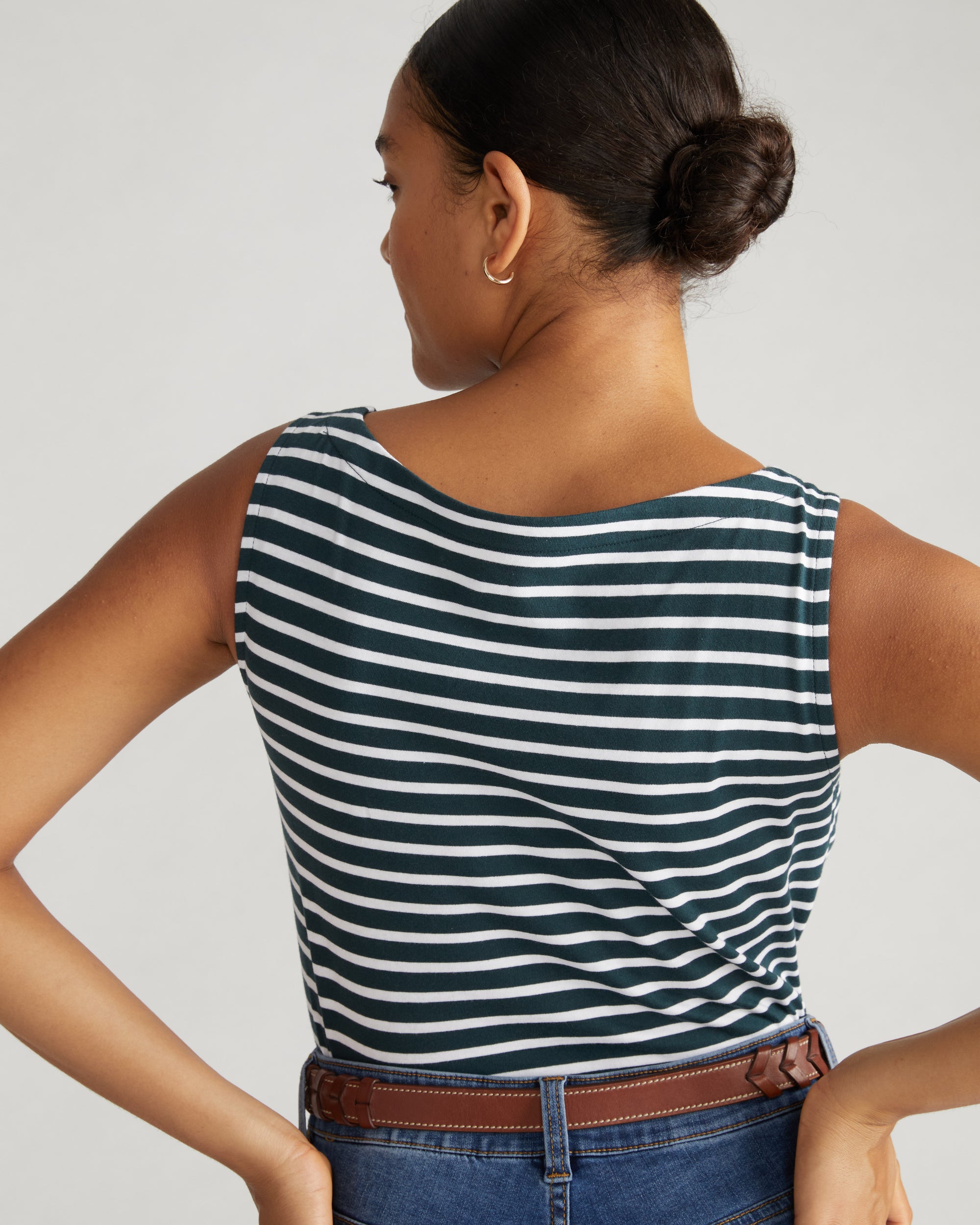 Noyack Breton Stripe Boatneck Tank - Deep Sea/White Stripe | Plus Size & Straight Size Women's Fashion | Universal Standard