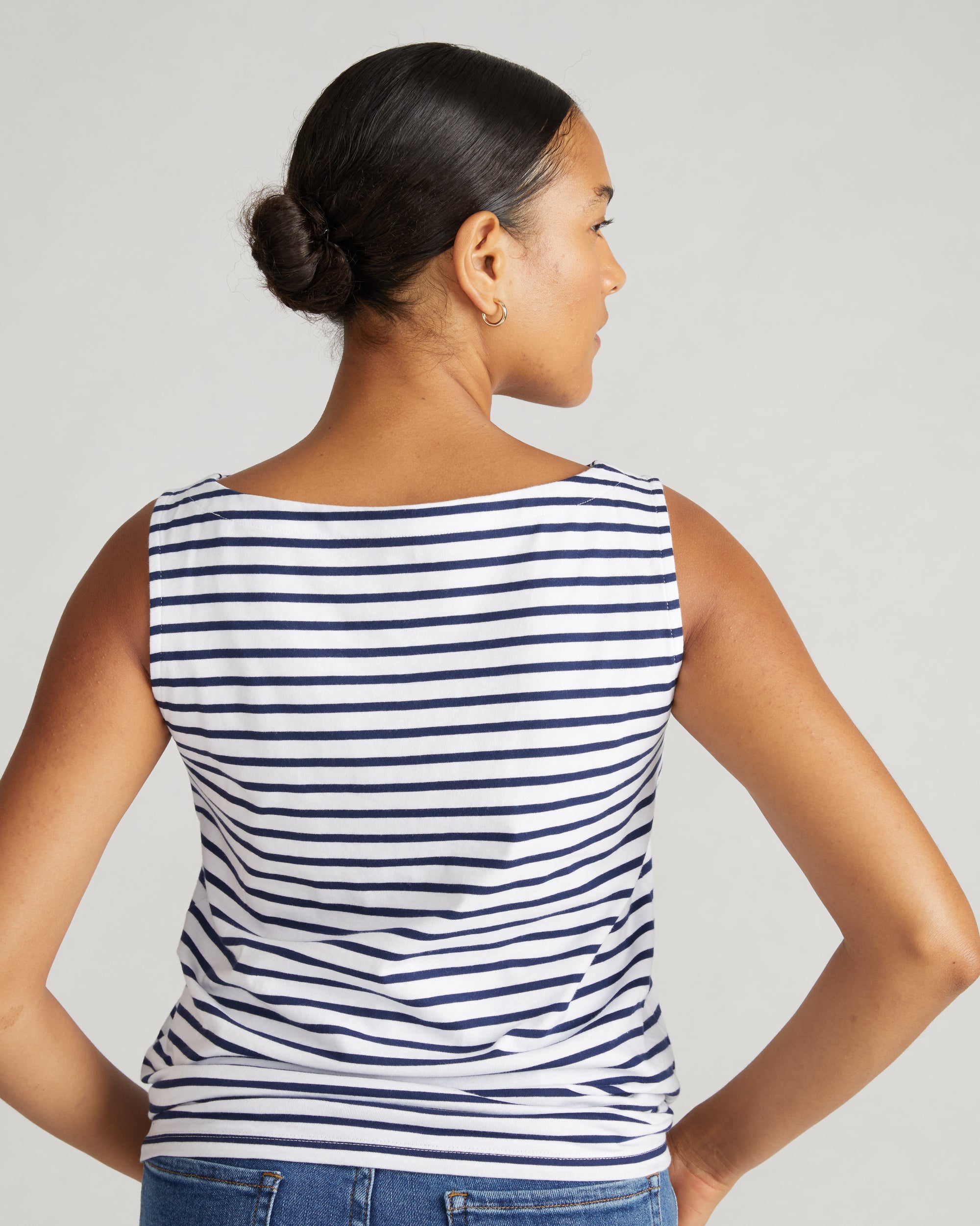 Noyack Breton Stripe Boatneck Tank - White/Cenote Stripe | Plus Size & Straight Size Women's Fashion | Universal Standard