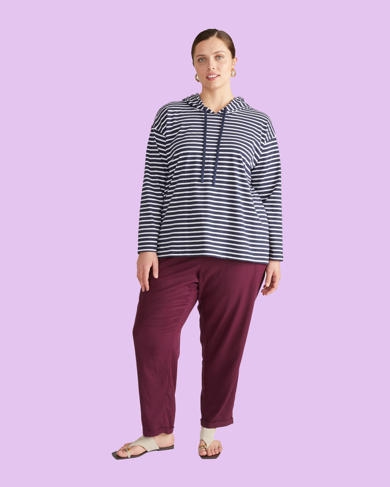 Baja Breton Stripe Hoodie - Navy/White Stripe