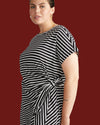 Crescent Breton Stripe Knot Dress - Black/White Stripe