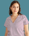 Cecile Breton Stripe Polo - White/Gamay Stripe