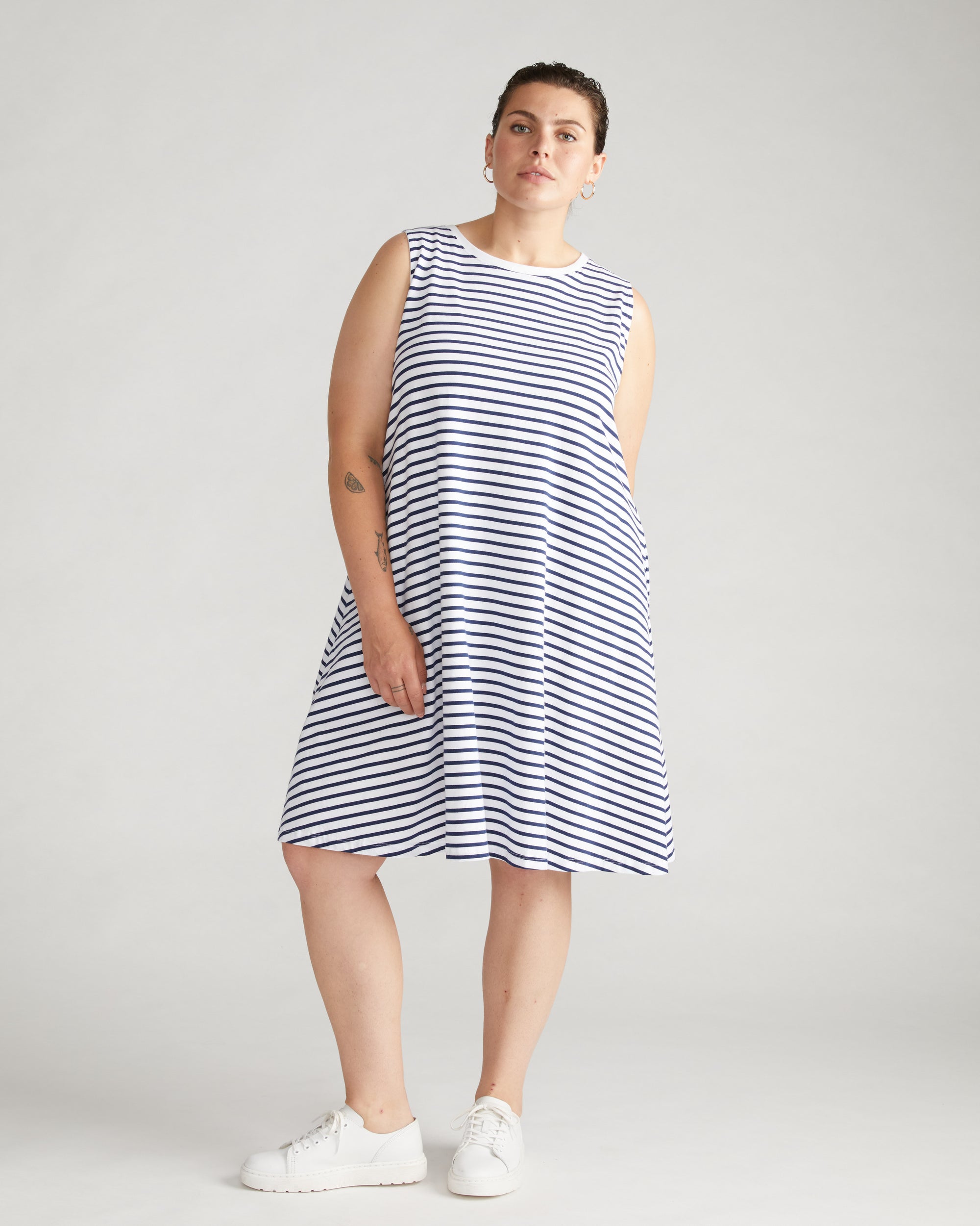 Bay Breton Stripe Sleeveless Dress - White/Cenote Stripe
