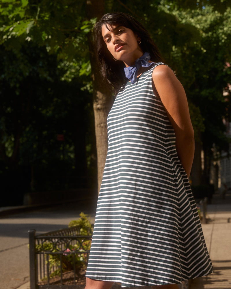 Bay Breton Stripe Sleeveless Dress - Deep Sea/White Stripe