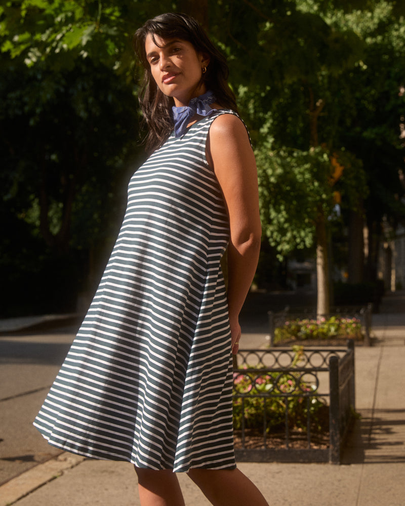 Bay Breton Stripe Sleeveless Dress - Deep Sea/White Stripe