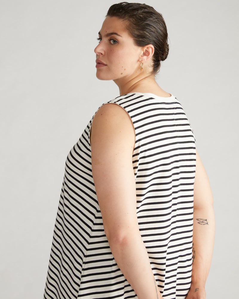 Bay Breton Stripe Sleeveless Dress - Ecru/Black Stripe