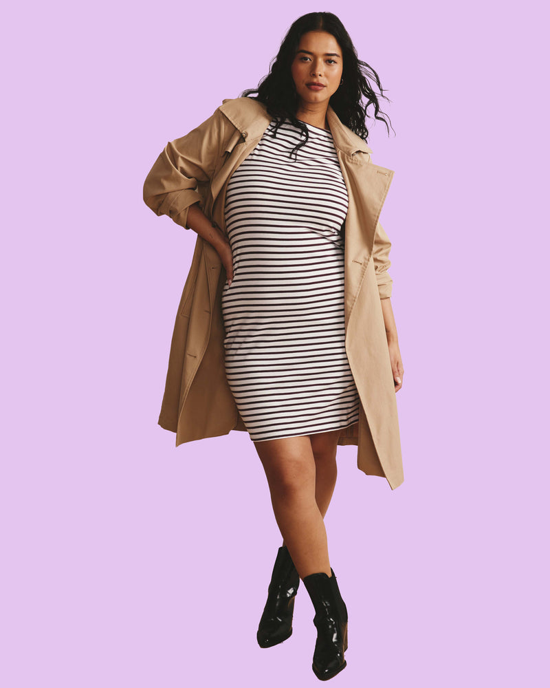 Belle Breton Stripe Jersey Dress - White/Gamay Stripe