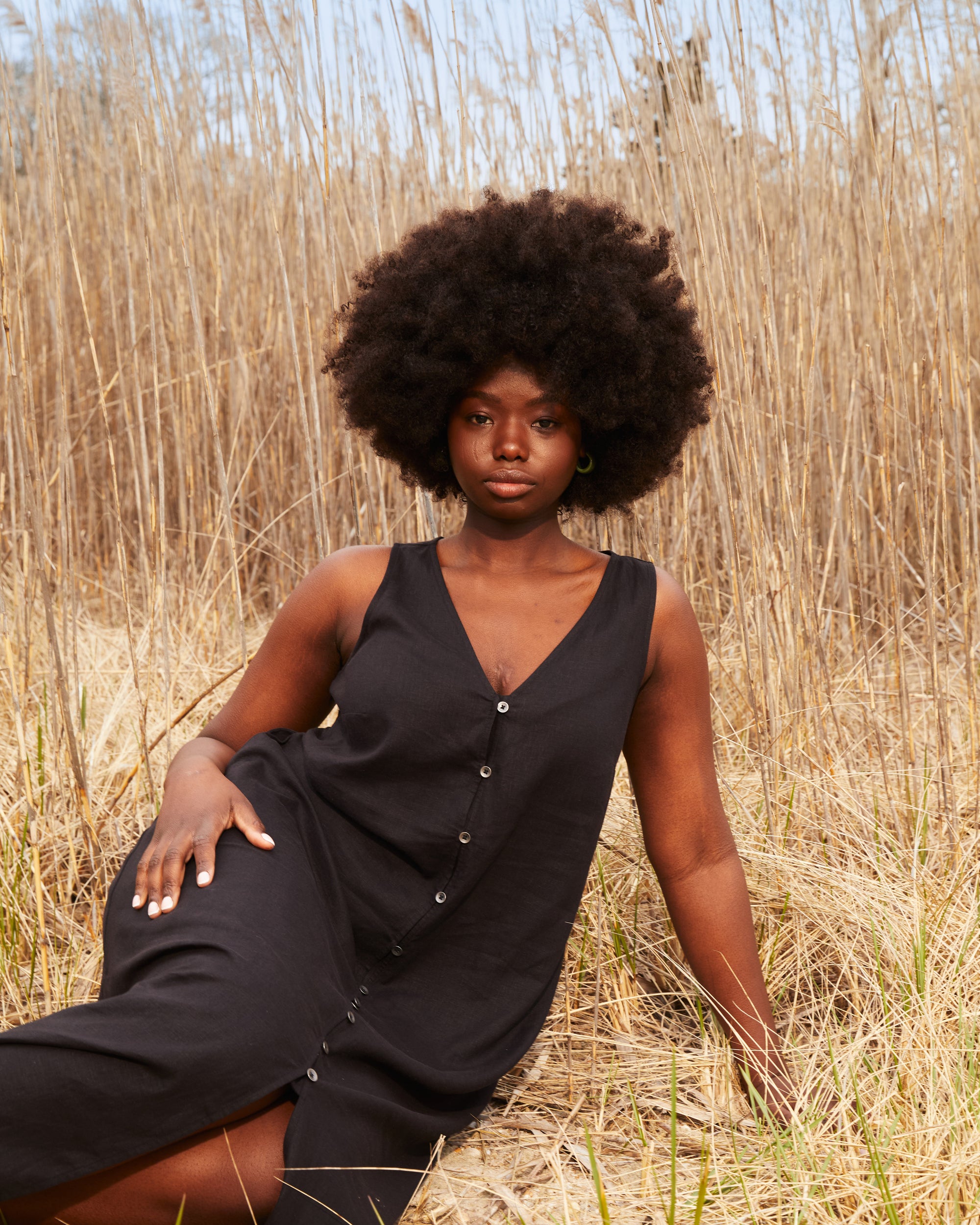Islet Button-Down Linen Maxi Dress - Black Universal Standard Islet Button-Down Linen Maxi Dress - Black Universal Standard