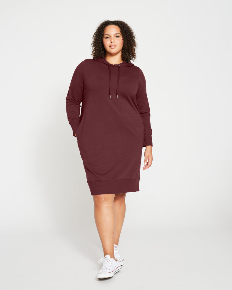 Bree Hooded Sweatshirt Dress - Black Cherry