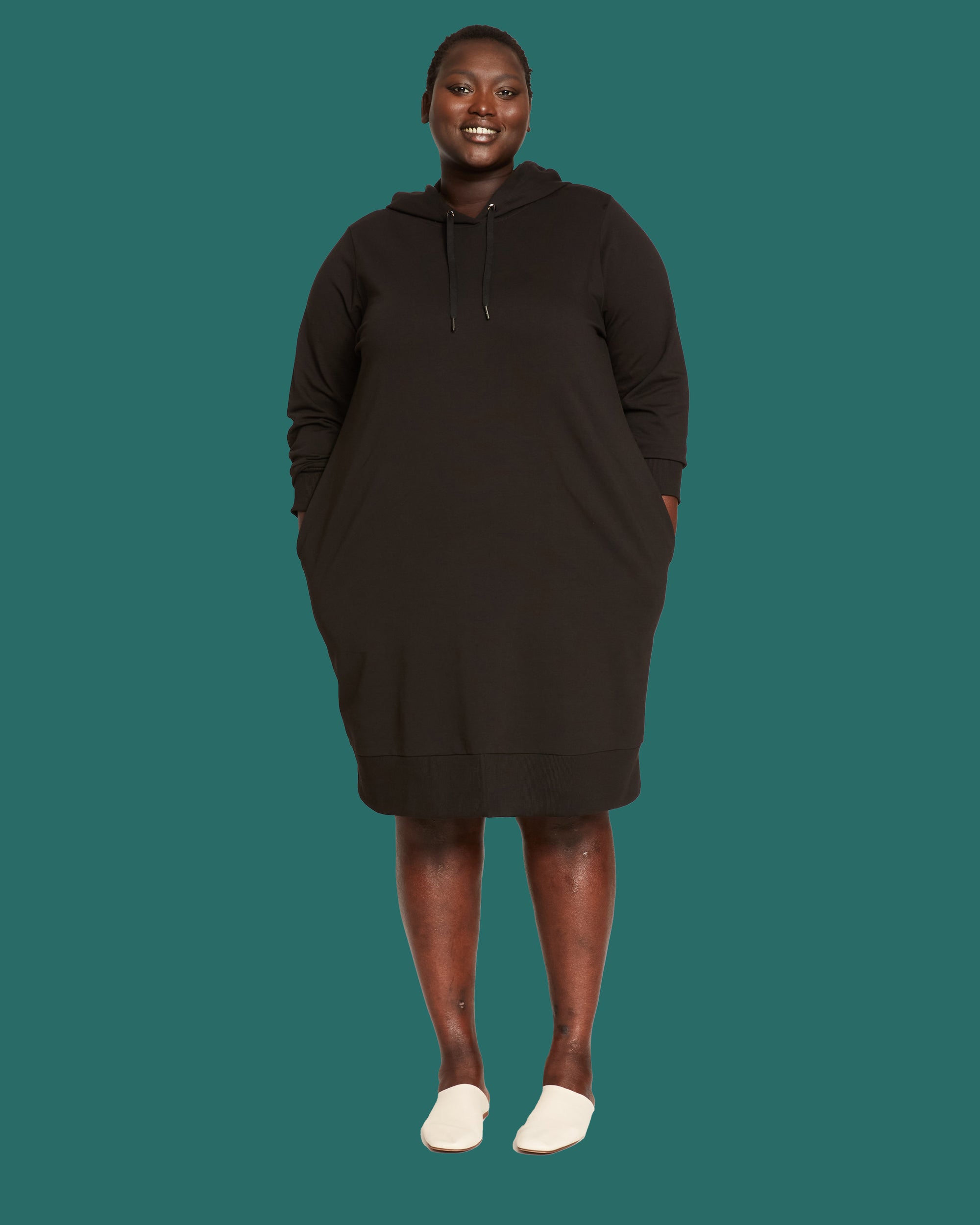 Bree Hooded Sweatshirt Dress - Black