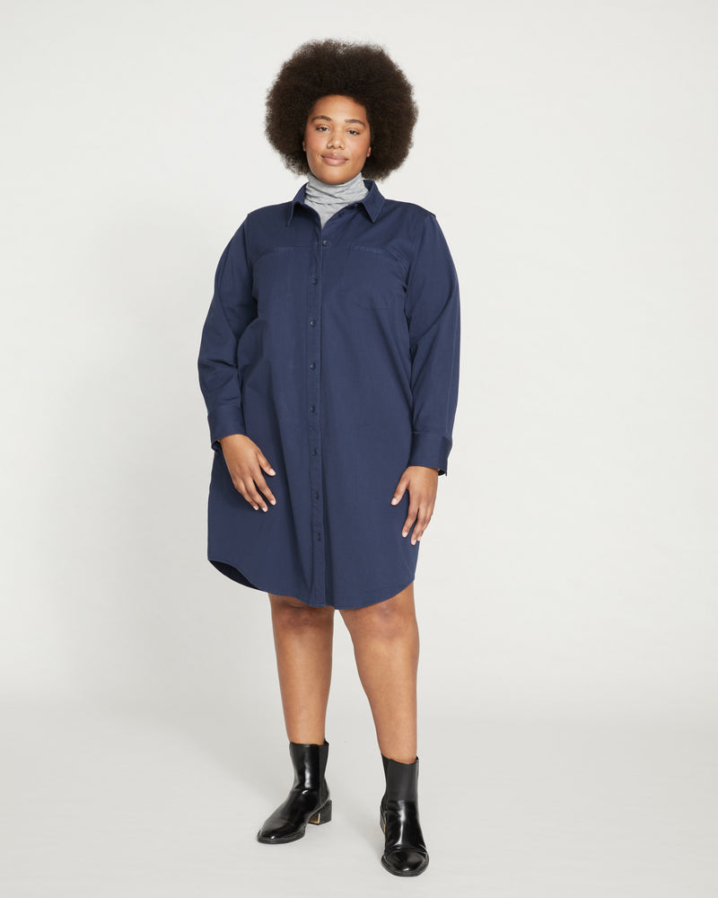 Kelly Stretch Cotton Twill Shirtdress - Navy