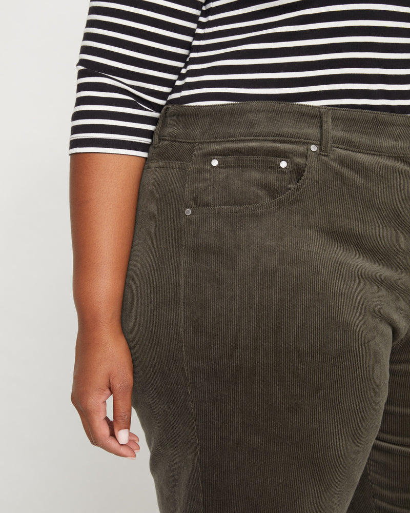 Cassidy High Rise Straight Corduroy Pants - Nori