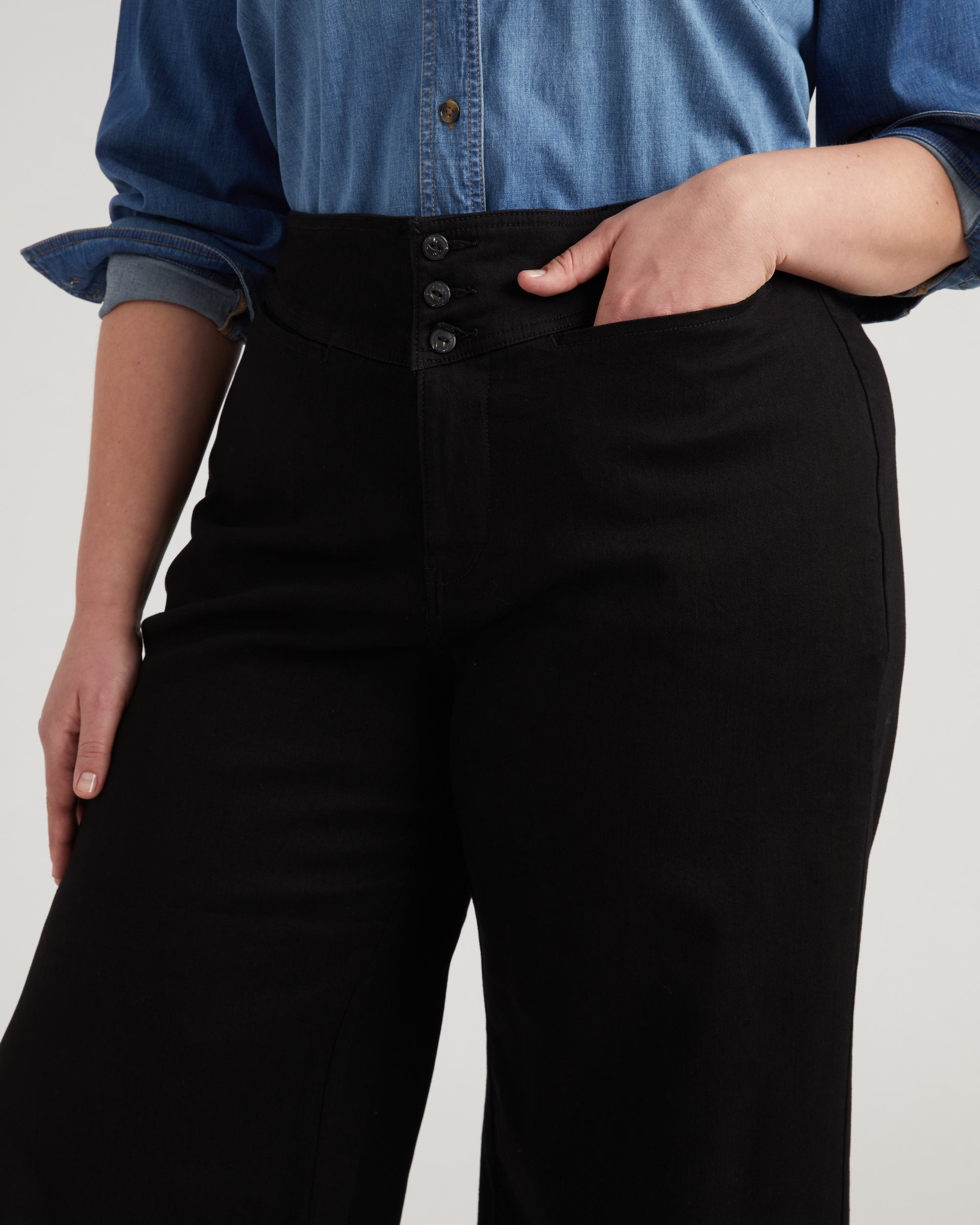 Charlie High Rise Sailor Jeans - Jet Black
