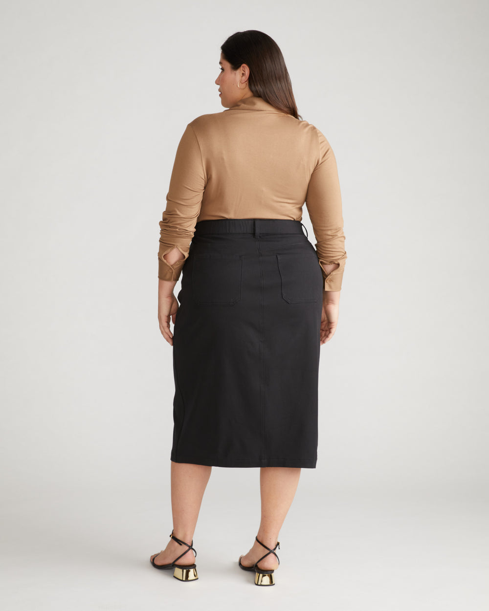 Veranda Stretch Cotton Twill Skirt - Black