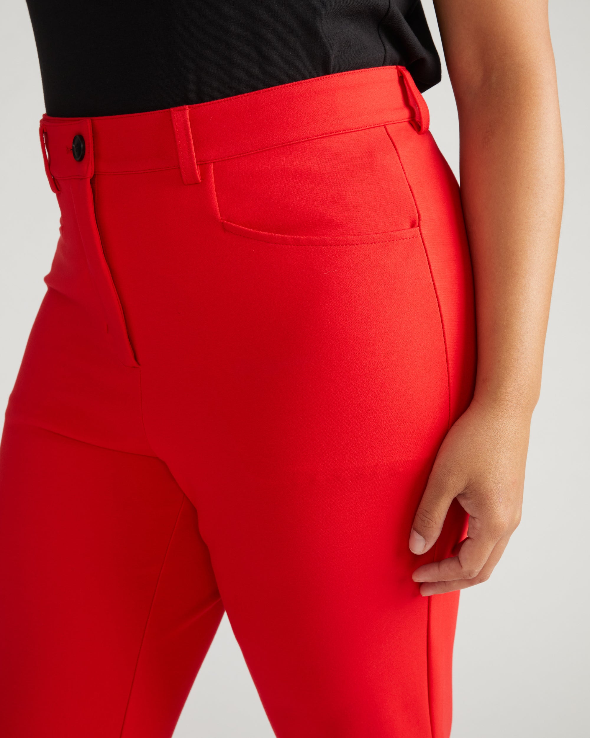 Cigarette Ponte Pants - Vermilion Red
