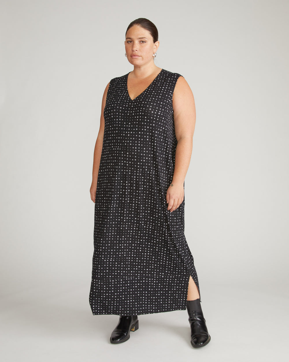 Claremont Liquid Jersey Sheath Dress - Galactic Print in Black