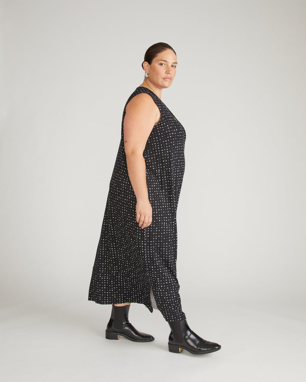 Claremont Liquid Jersey Sheath Dress - Galactic Print in Black
