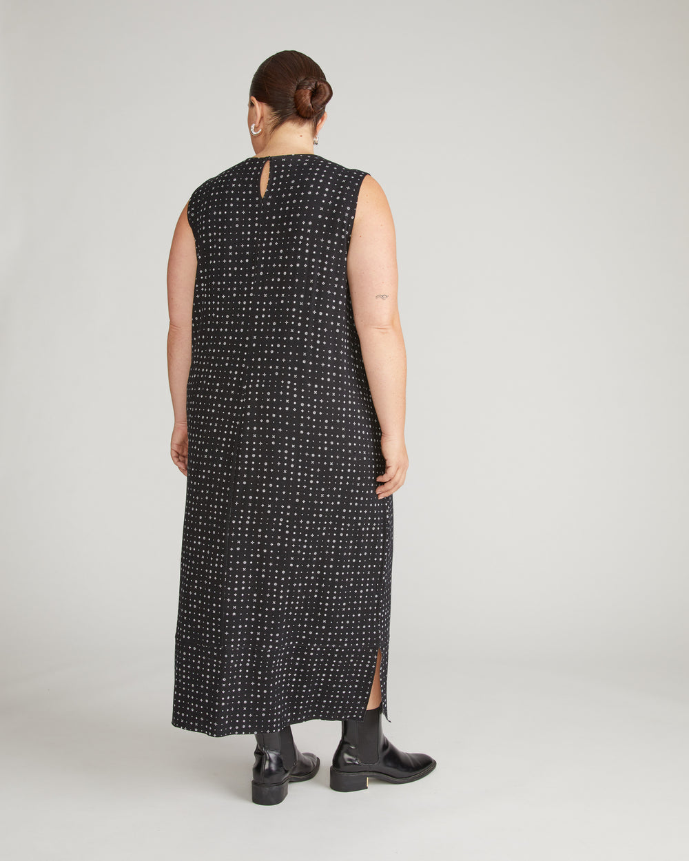 Claremont Liquid Jersey Sheath Dress - Galactic Print in Black