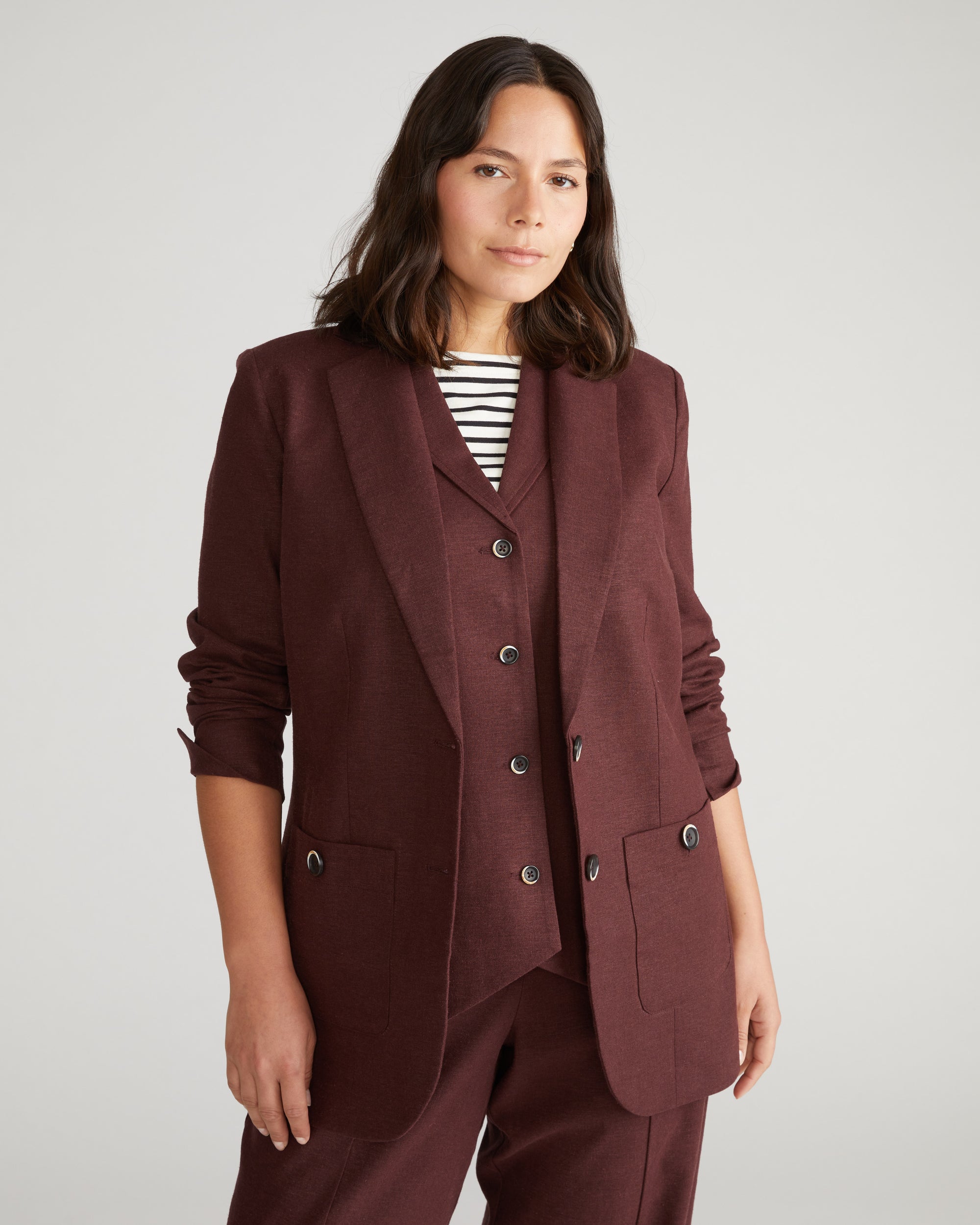 Coastal Linen Blazer - Brulee