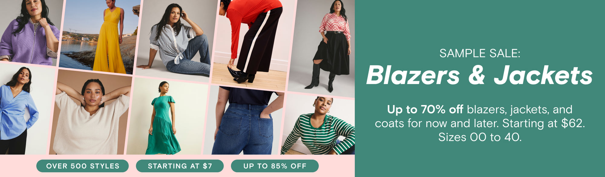 shop sample sale blazers and jackets up to 70% off